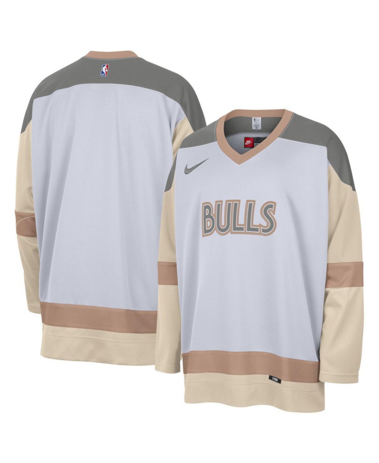 Men's White Chicago Bulls 2024/25 City Edition Courtside Heavyweight Hockey Jersey Nike