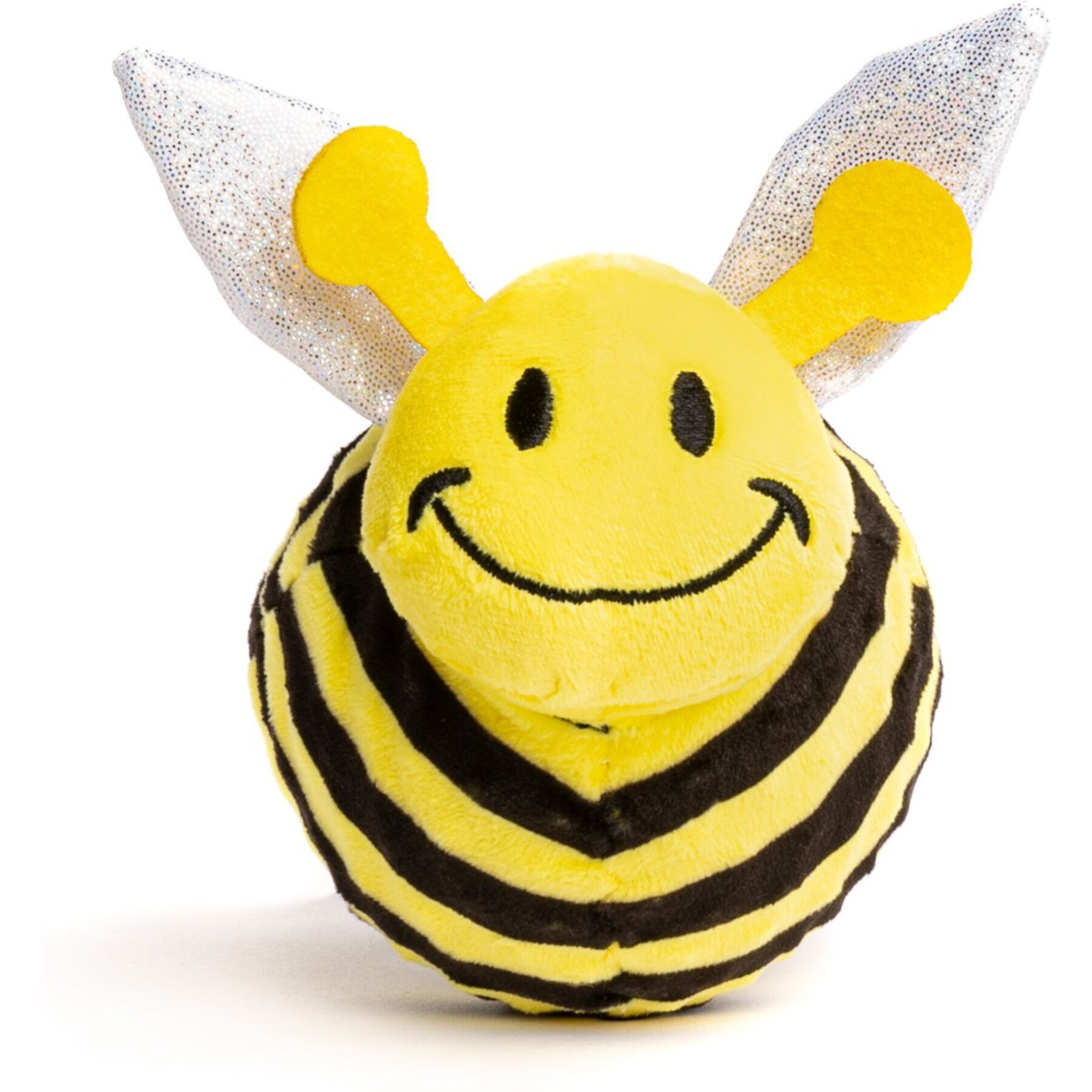 fabdog Bumble Bee Faball Squeaky Stuffing-Free Dog Toy, Yellow fabdog