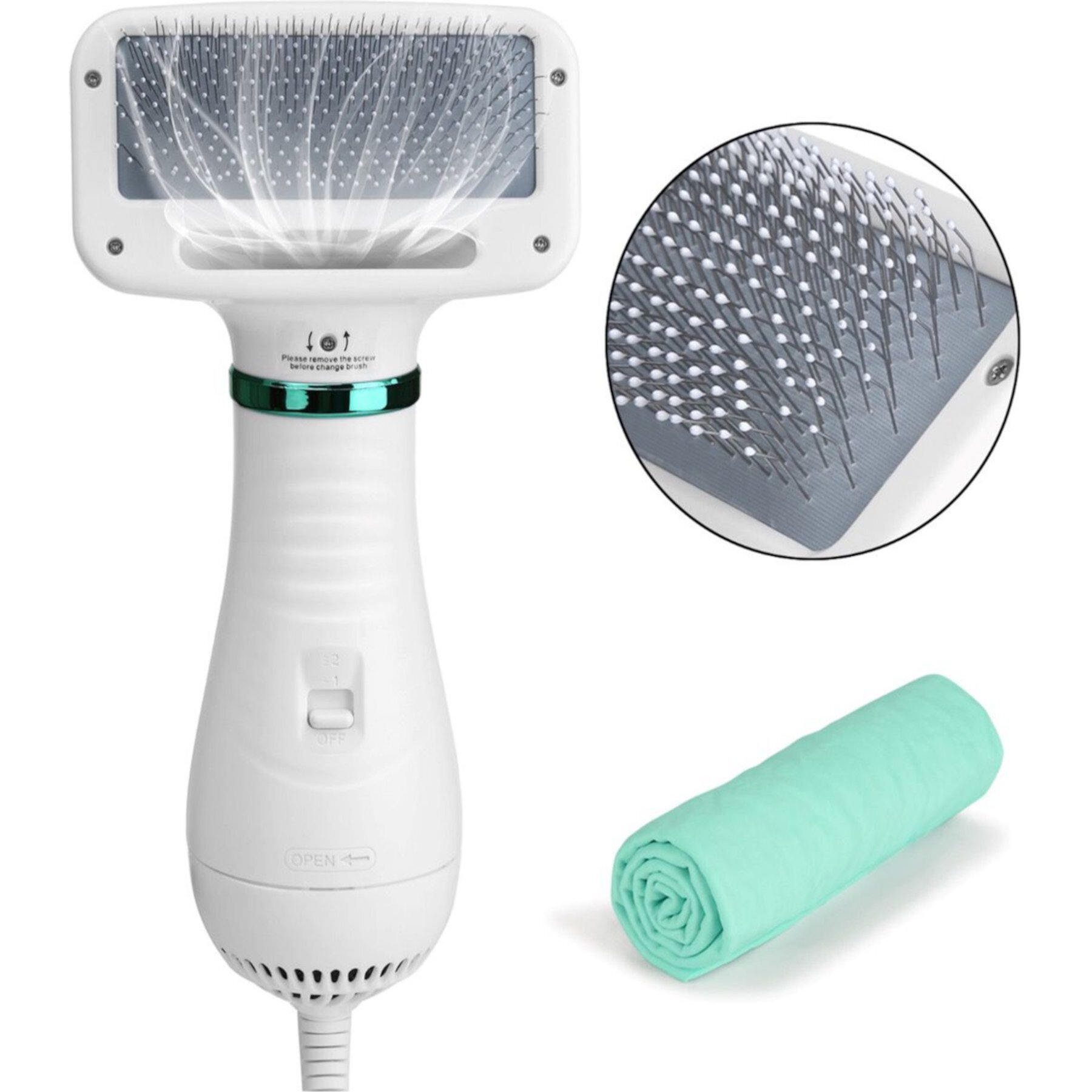 Ownpets 2-in-1 Grooming Cat & Dog Hair Dryer with Slicker Brush Ownpets