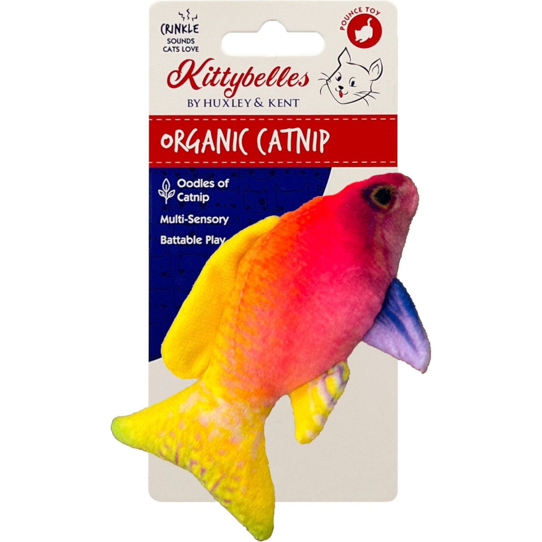 Huxley & Kent Cat Rainbow Guppy Cat Toy, Red/Yellow Huxley & Kent