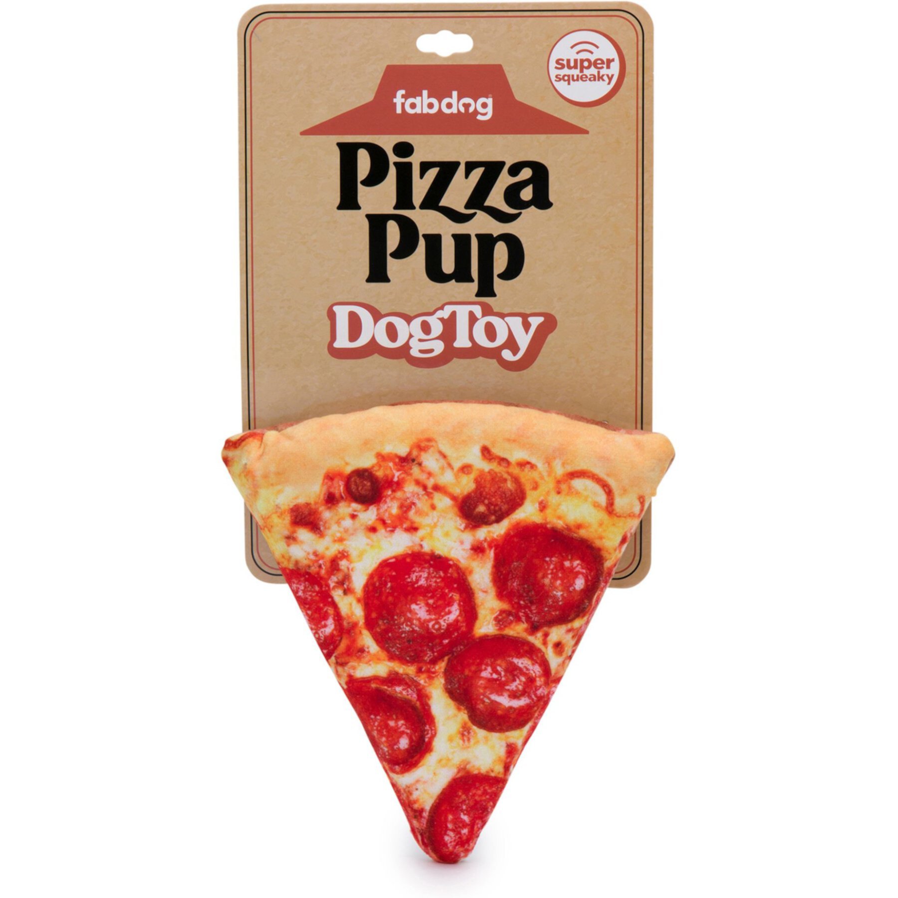 fabdog Pizza Pup Slice Squeaky Stuffing-Free Plush Dog Toy fabdog