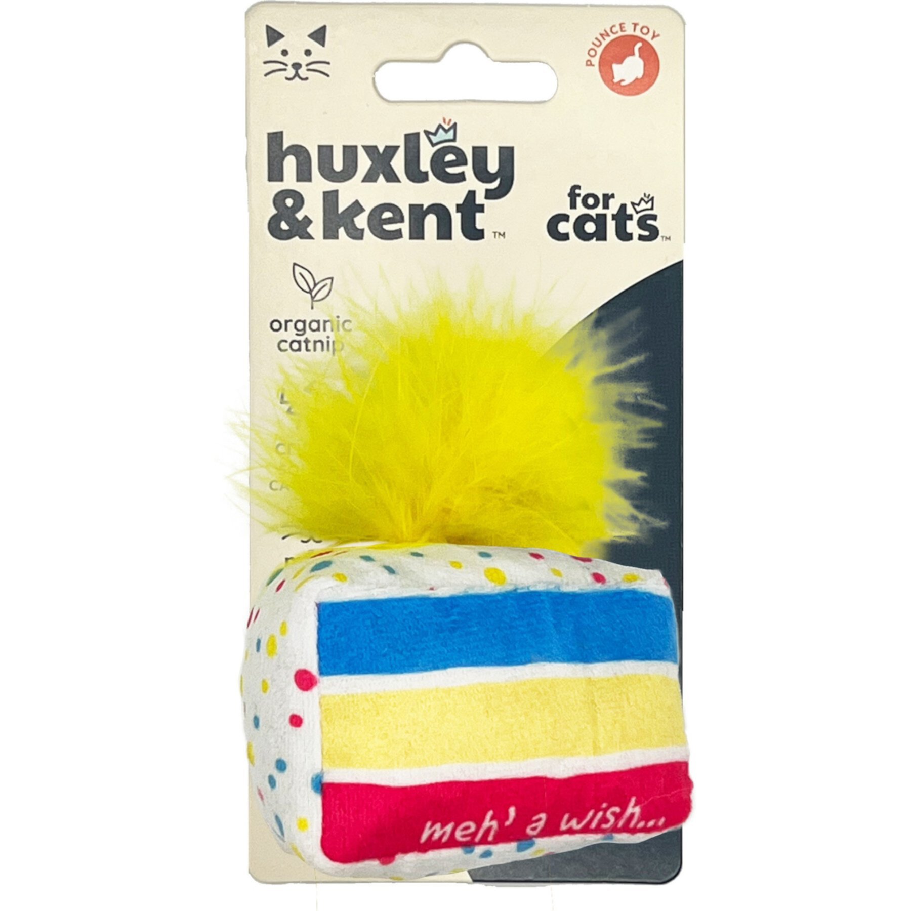 Huxley & Kent Cat Meh' A Wish Cake Cat Toy, Blue/Yellow/Pink Huxley & Kent