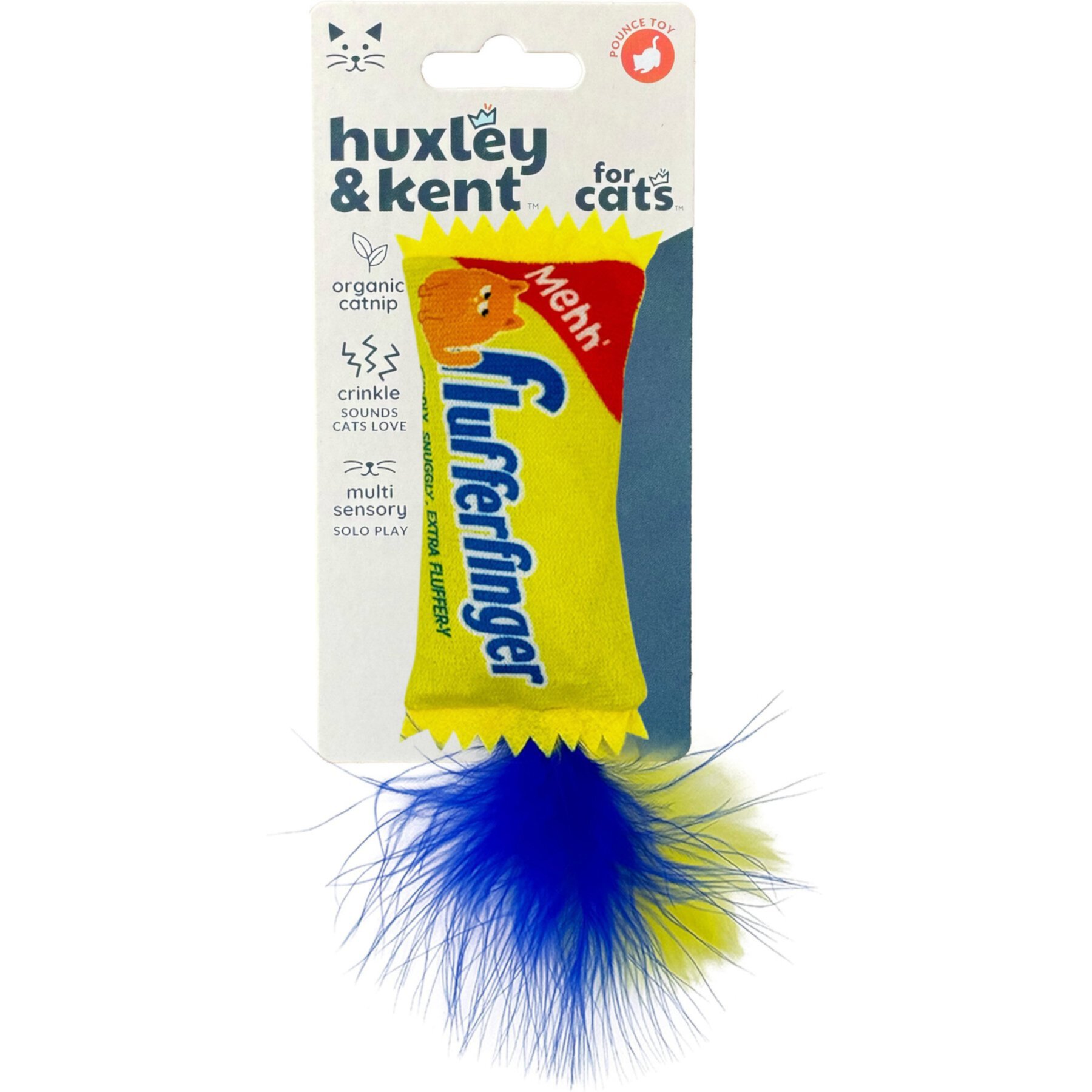 Huxley & Kent Cat Flufferfinger Cat Toy, Yellow/Blue Huxley & Kent