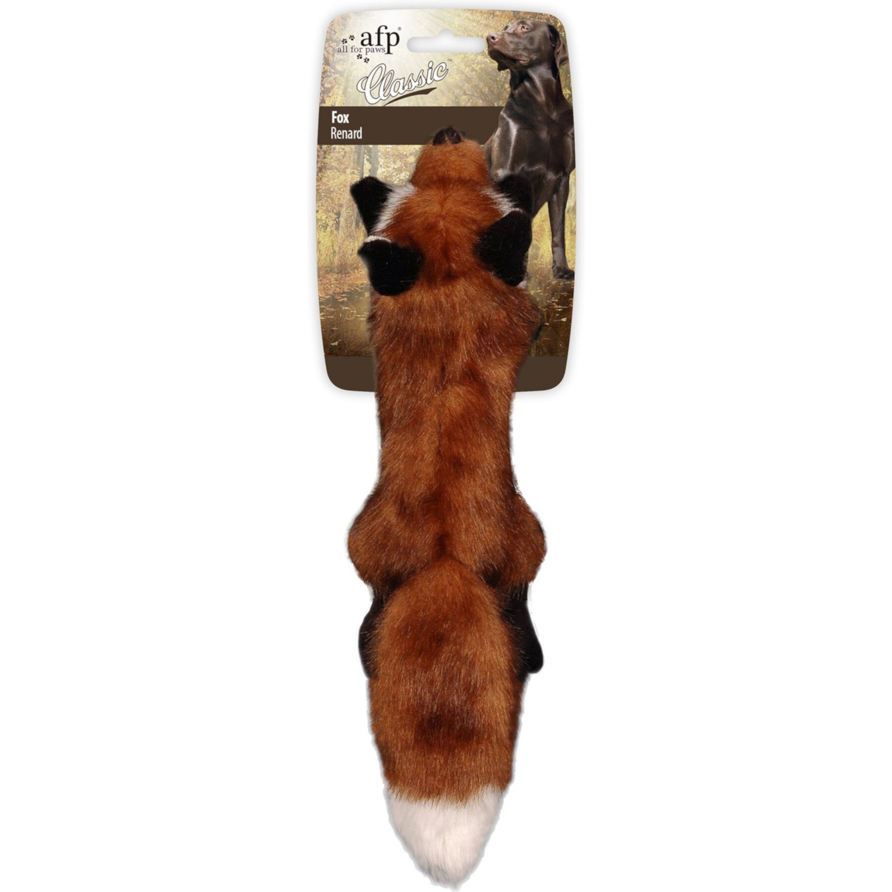 allforpaws Classic Fox Plush Dog Toy, Brown, Large allforpaws