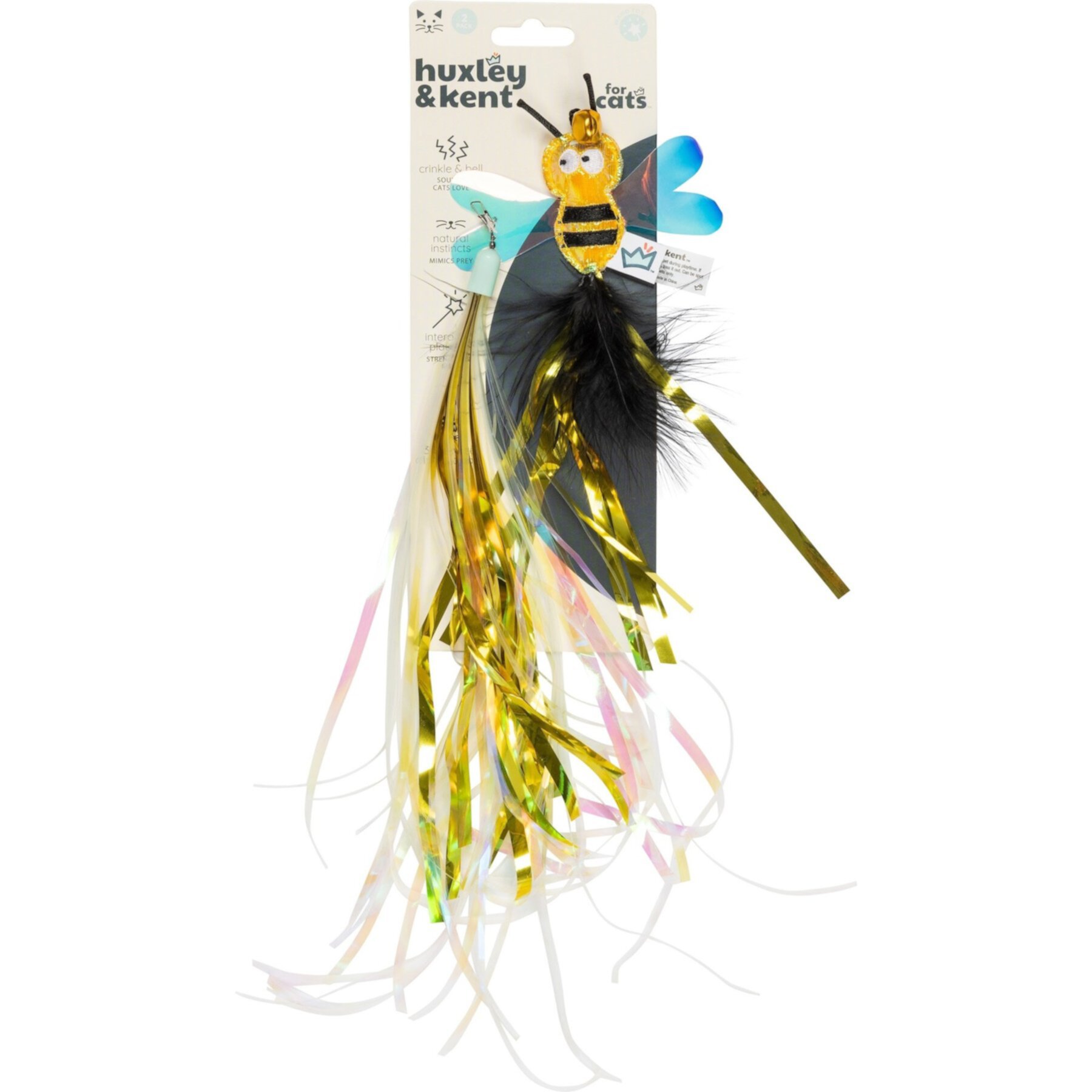 Huxley & Kent Cat Wand Refill 2 Pack Buzz Bee Streamers Cat Toy, Yellow/Black Huxley & Kent