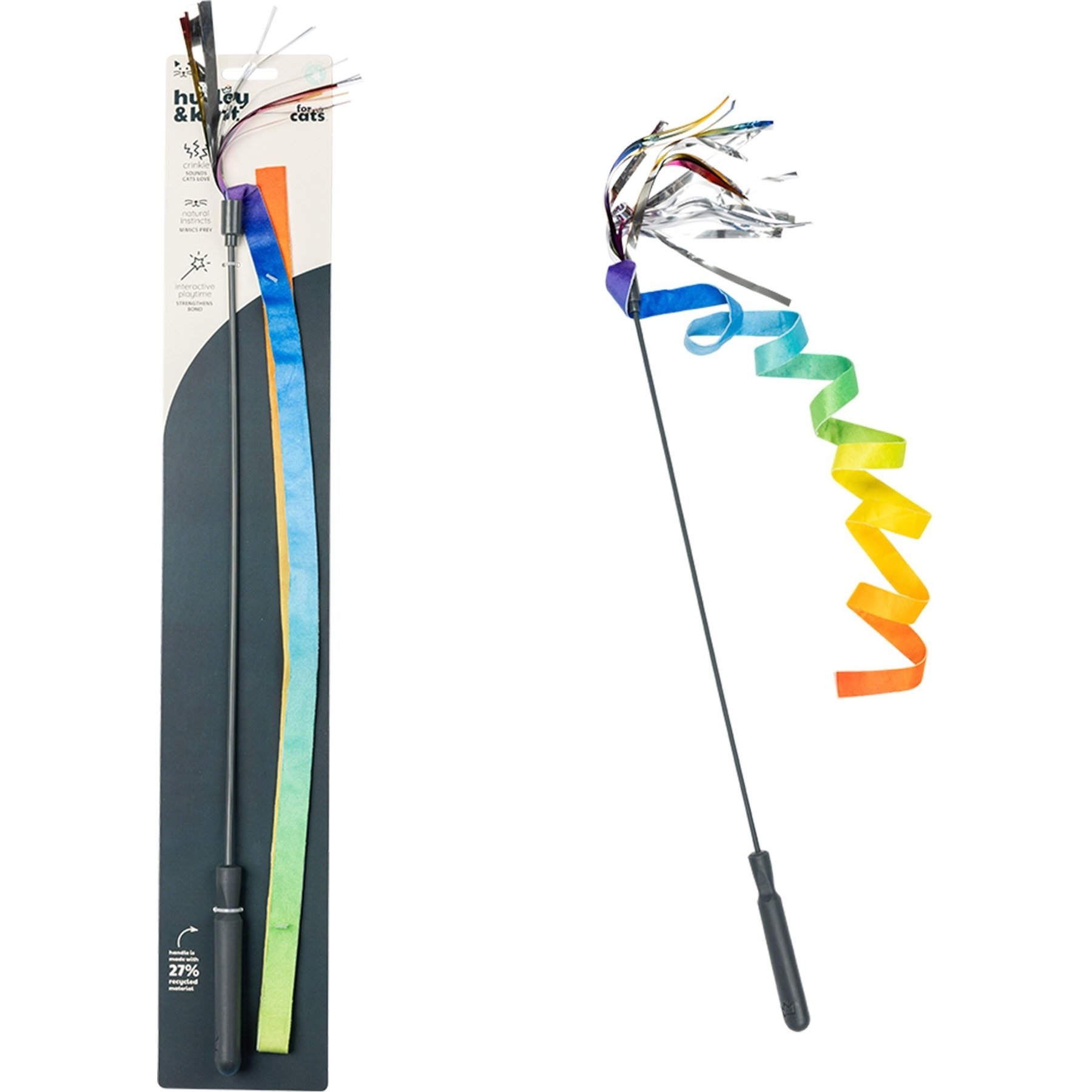 Huxley & Kent Cat Wand Dance & Lure Rainbow Cat Toy, Rainbow Huxley & Kent