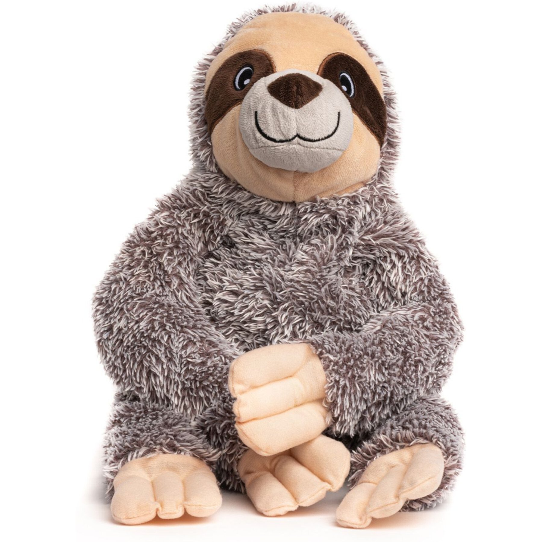 fabdog Sloth Fluffy Tough Squeaky Plush Dog Toy, Brown fabdog