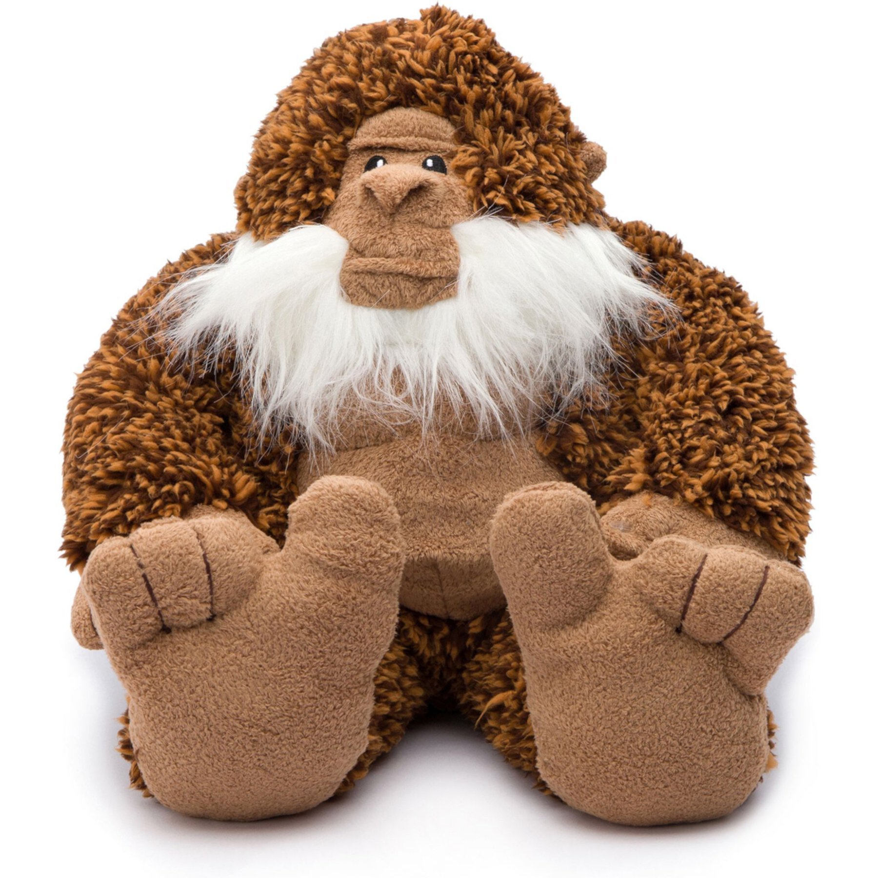 fabdog Big Foot Fluffy Tough Squeaky Plush Dog Toy, Brown fabdog