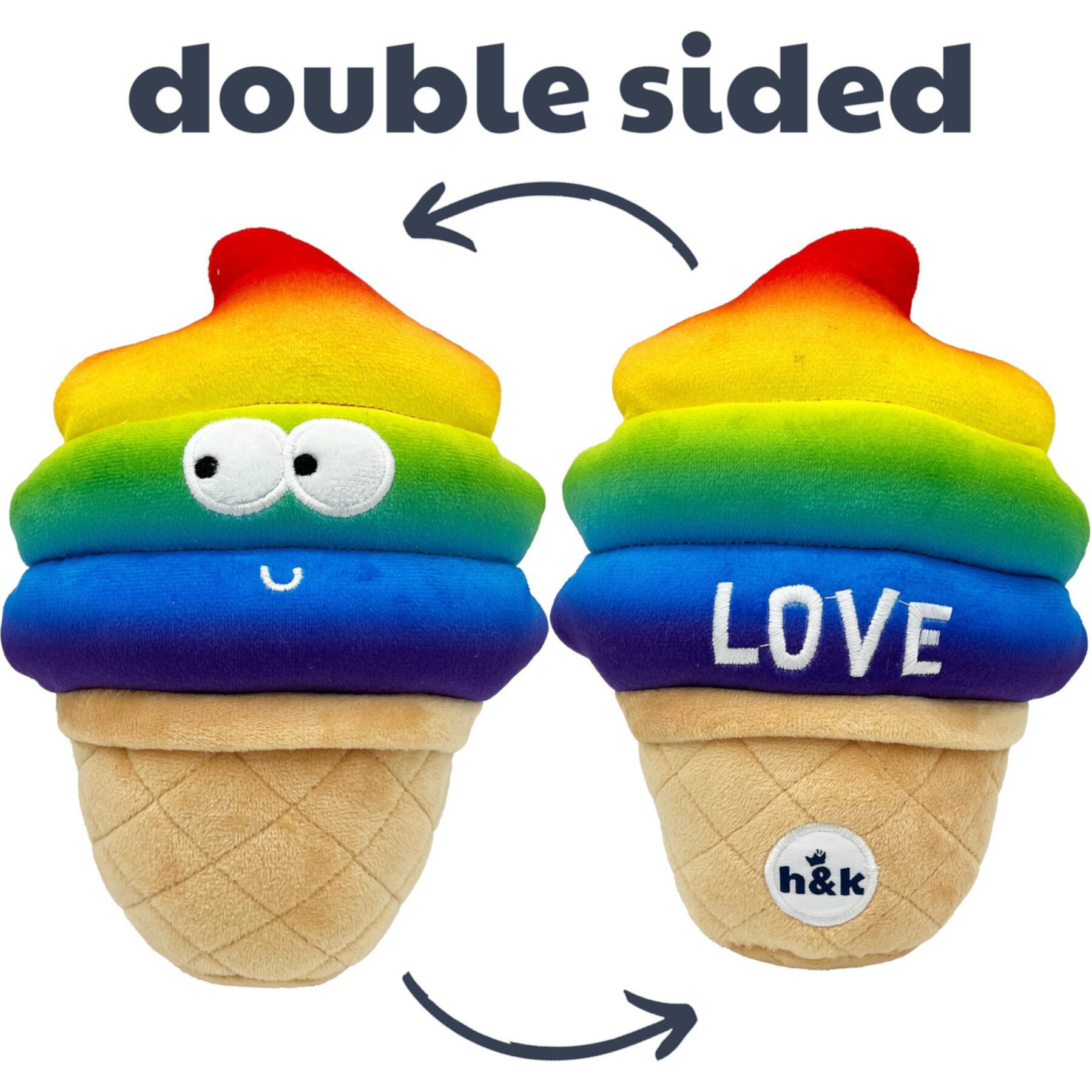 Huxley & Kent Dog Power Plush Fro-Yo Pride Cone Dog Toy, Rainbow Huxley & Kent