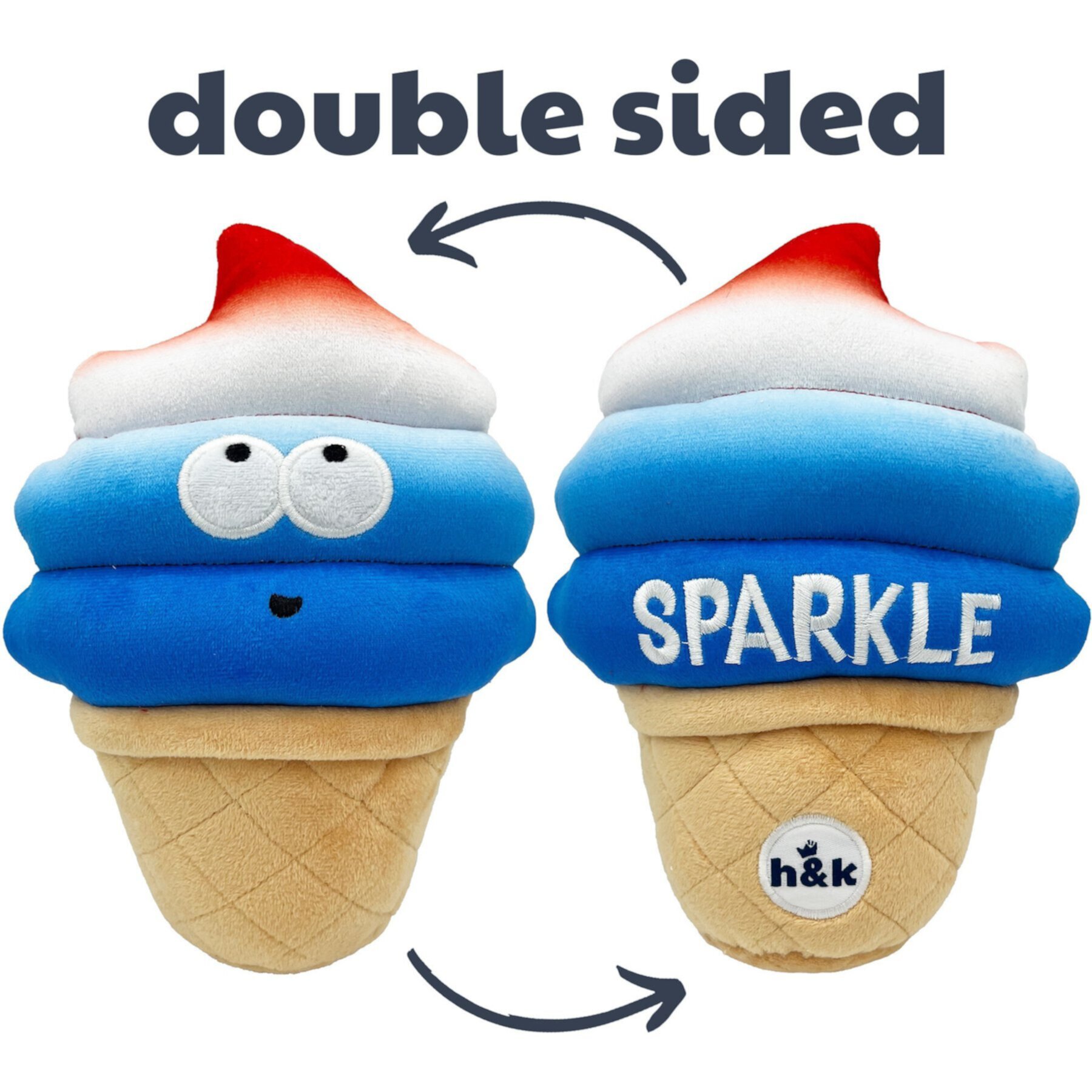 Huxley & Kent Dog Power Plush Fro-Yo Pawtriot Cone Dog Toy, Red/White/Blue/Tan Huxley & Kent