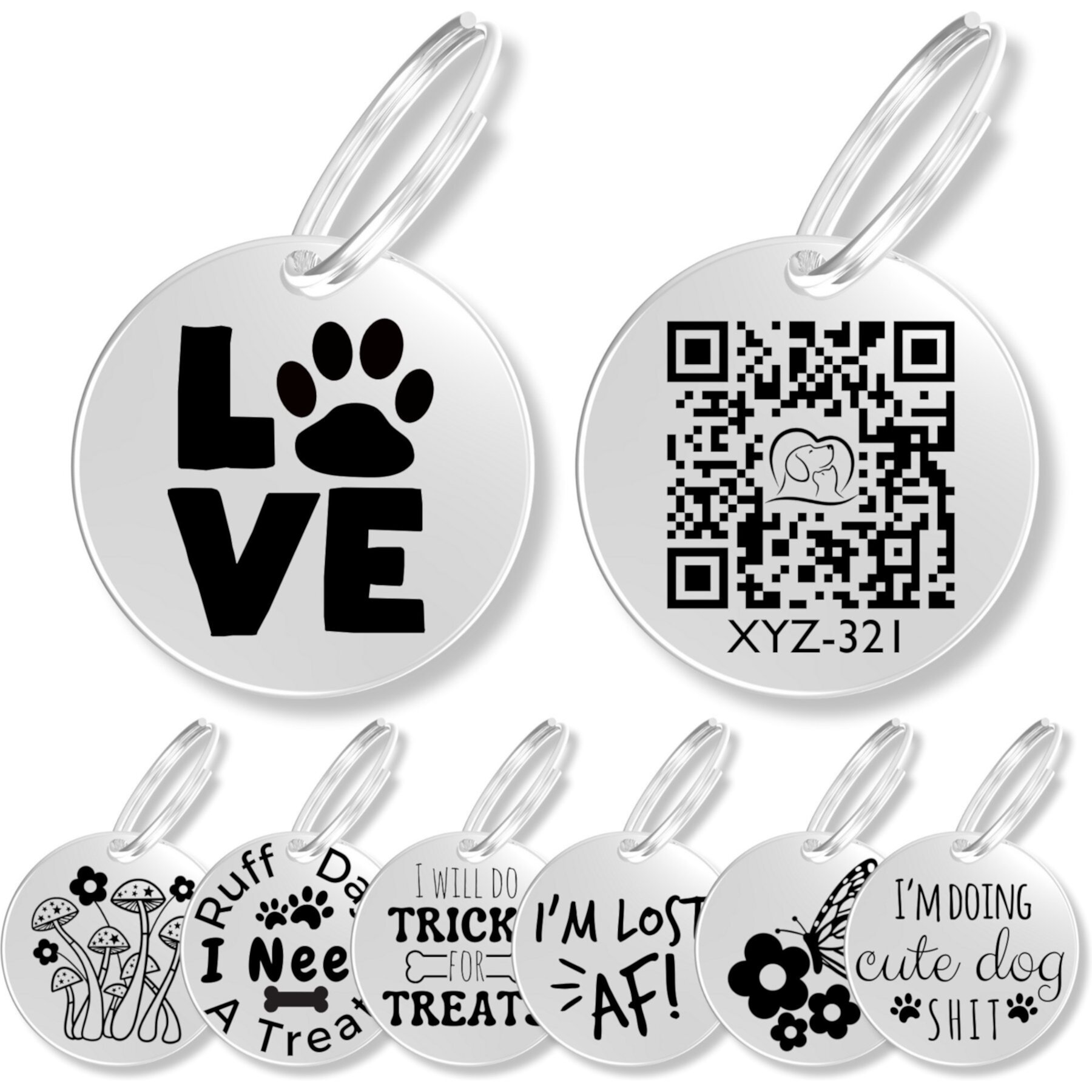 PawFurEver Customizable QR Code Dog ID Tag, Love Paw PawFurEver