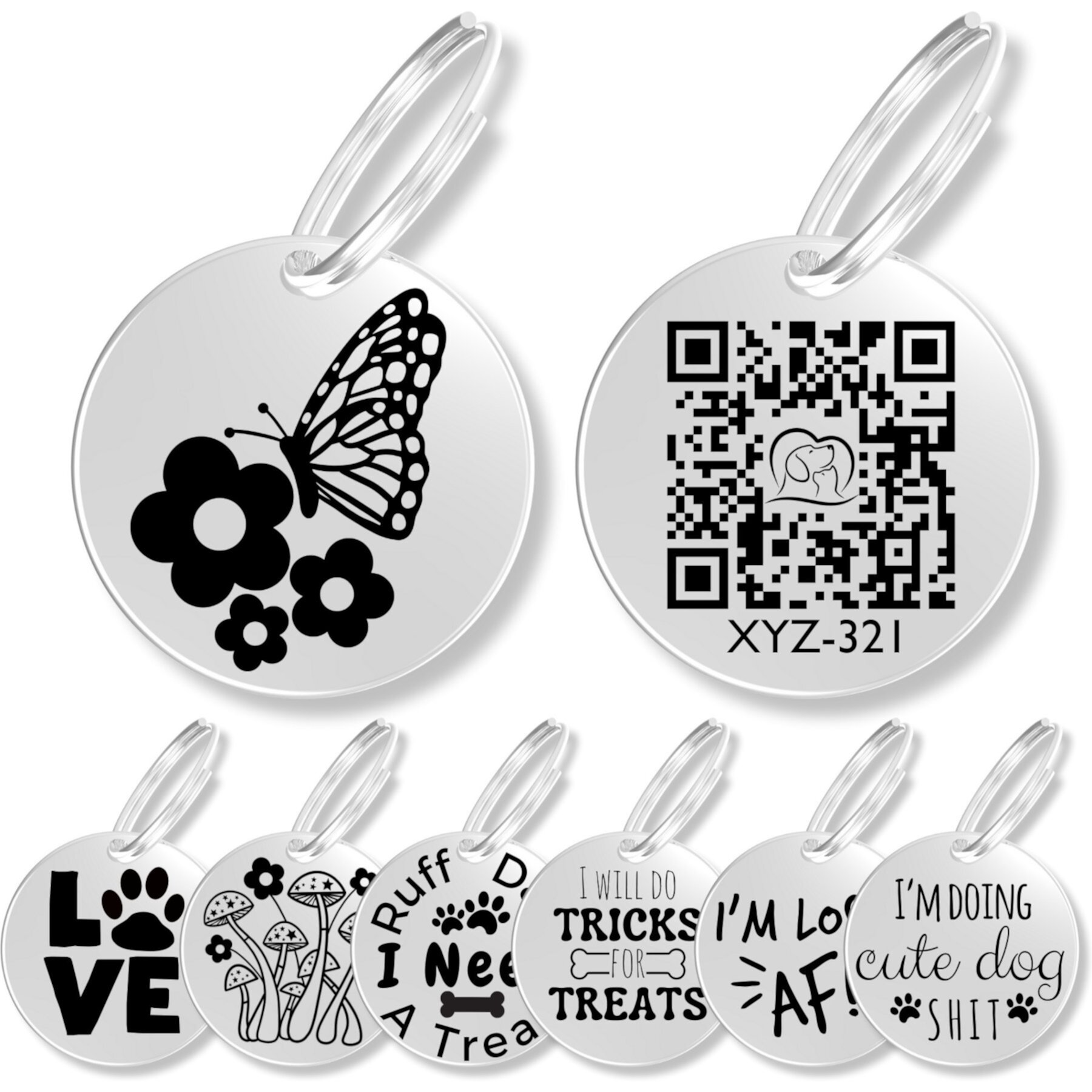 PawFurEver Customizable QR Code Dog ID Tag, Butterfly PawFurEver