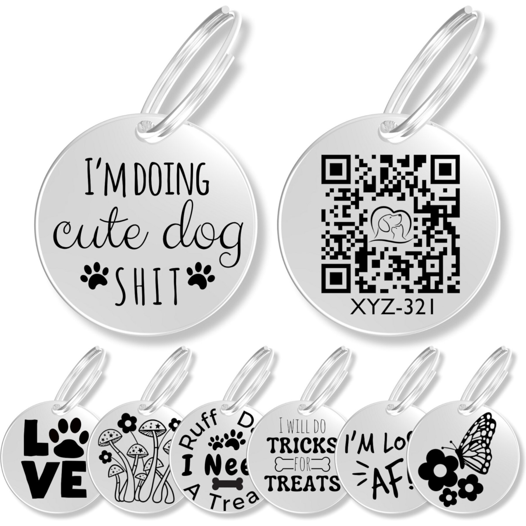 PawFurEver Customizable QR Code Dog ID Tag, Cute Dog PawFurEver