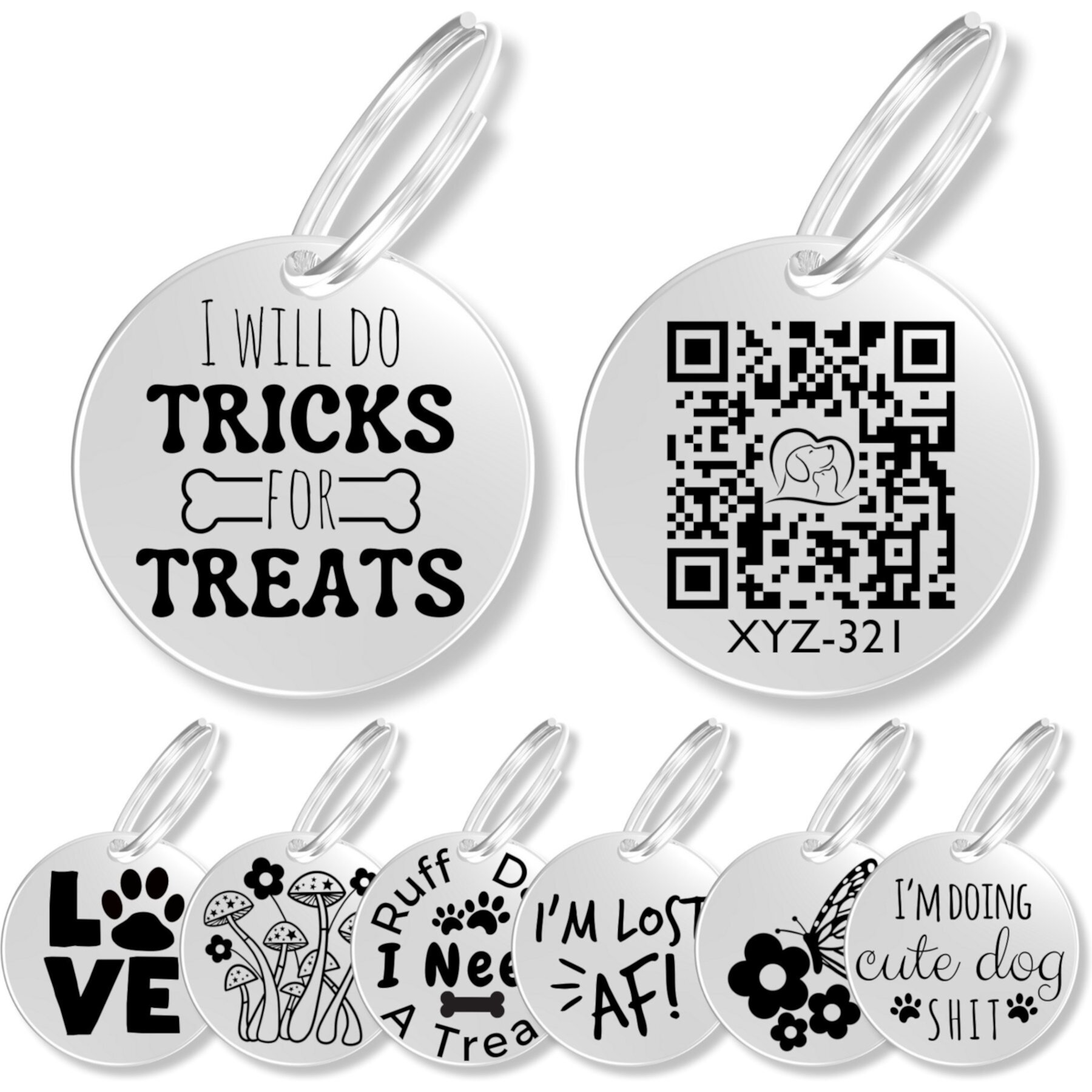 PawFurEver Customizable QR Code Dog ID Tag, Tricks & Treats PawFurEver