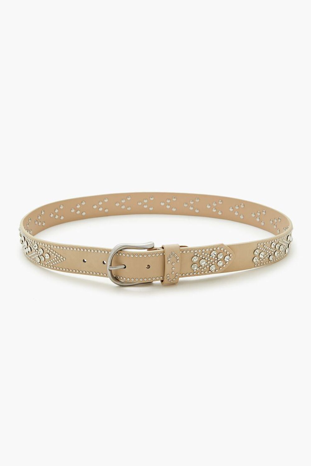 Studded Rhinestone Faux Leather Belt Forever21