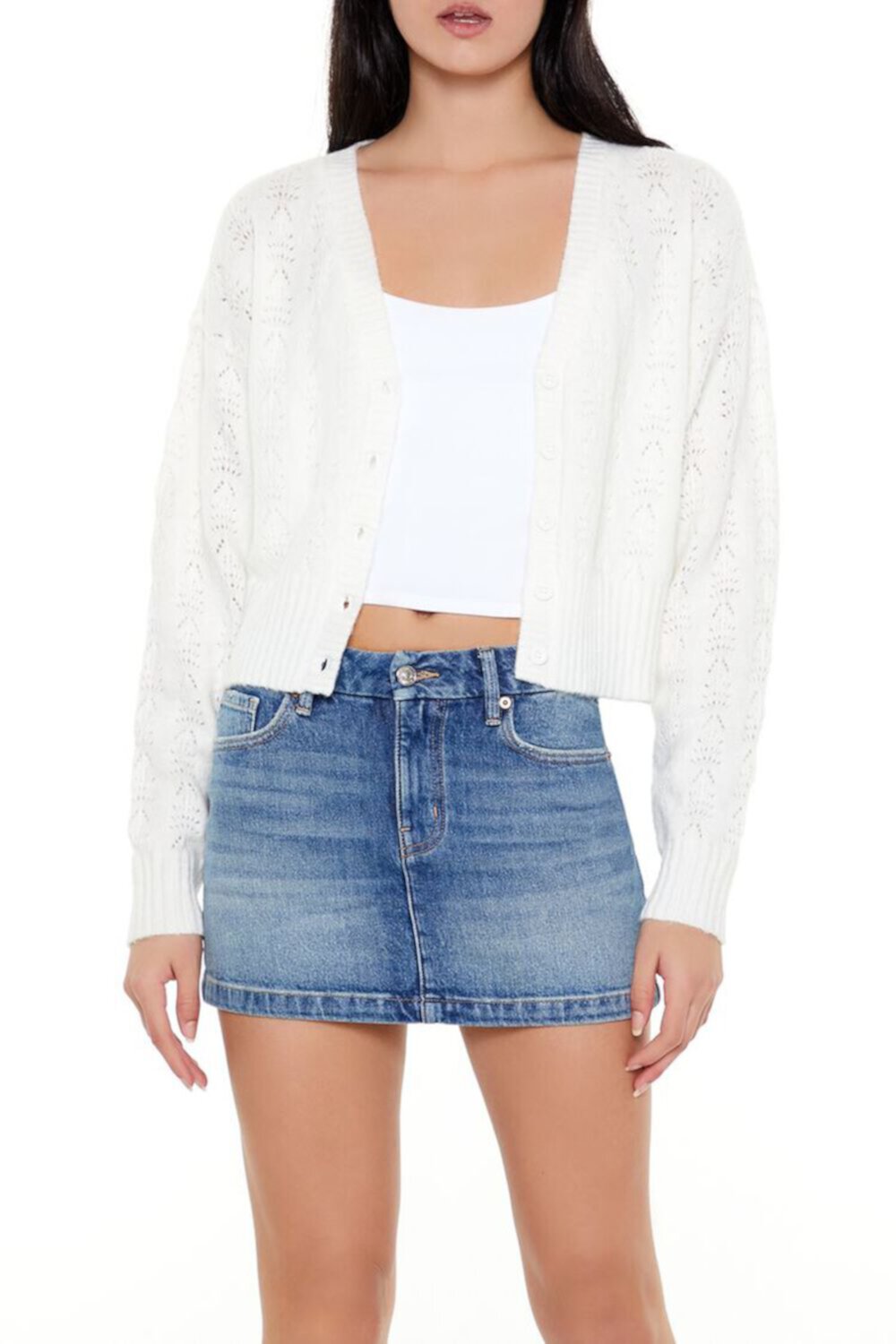 Pointelle Knit Cardigan Sweater Forever21