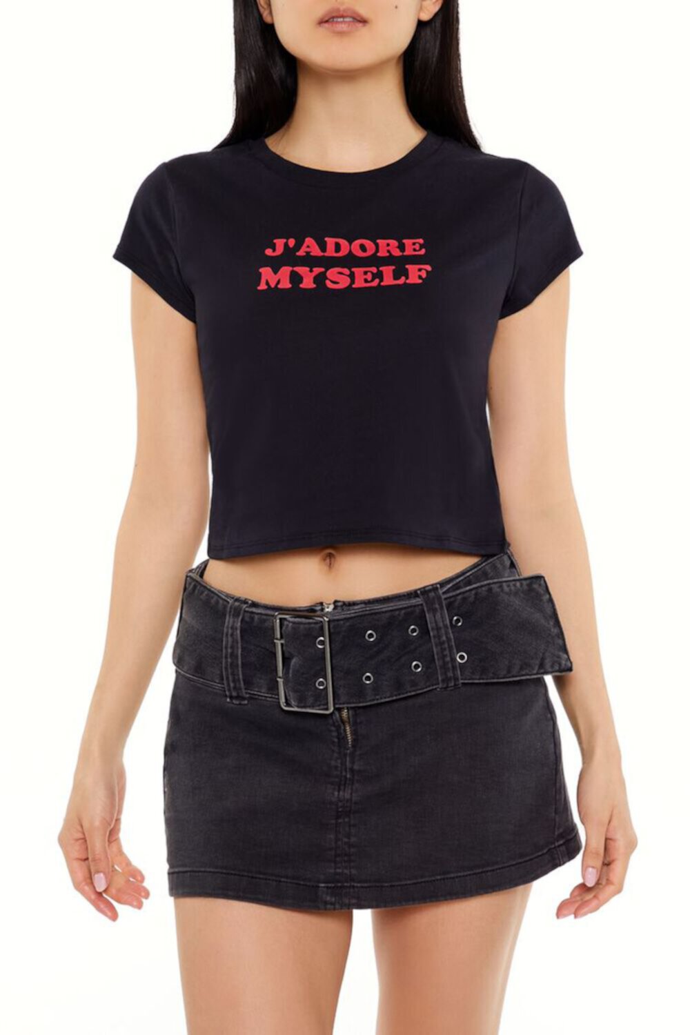 Детская трикотажная футболка J'adore Myself с круглым вырезом и укороченным краем Forever21