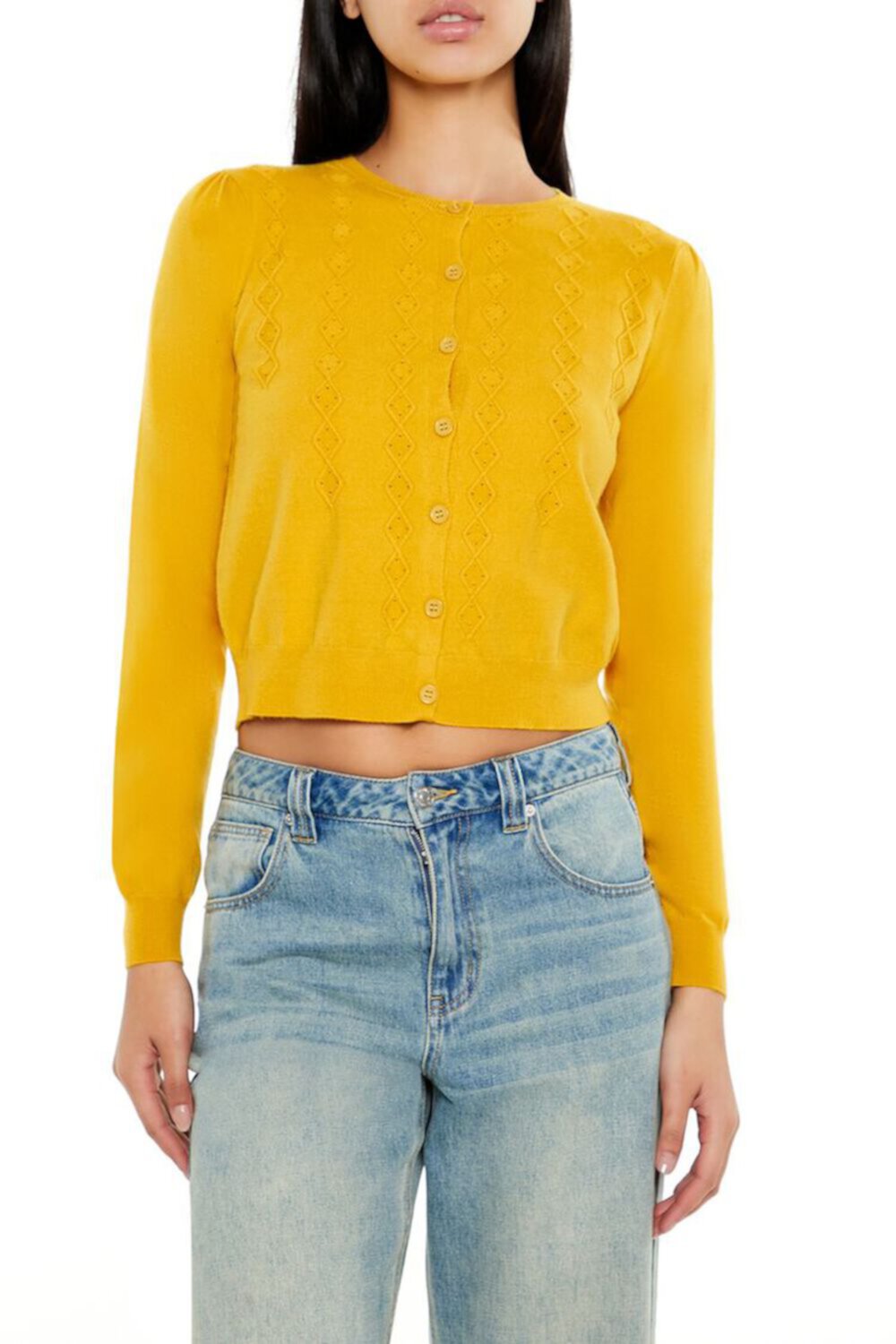 Cable Knit Cropped Cardigan Sweater Forever21