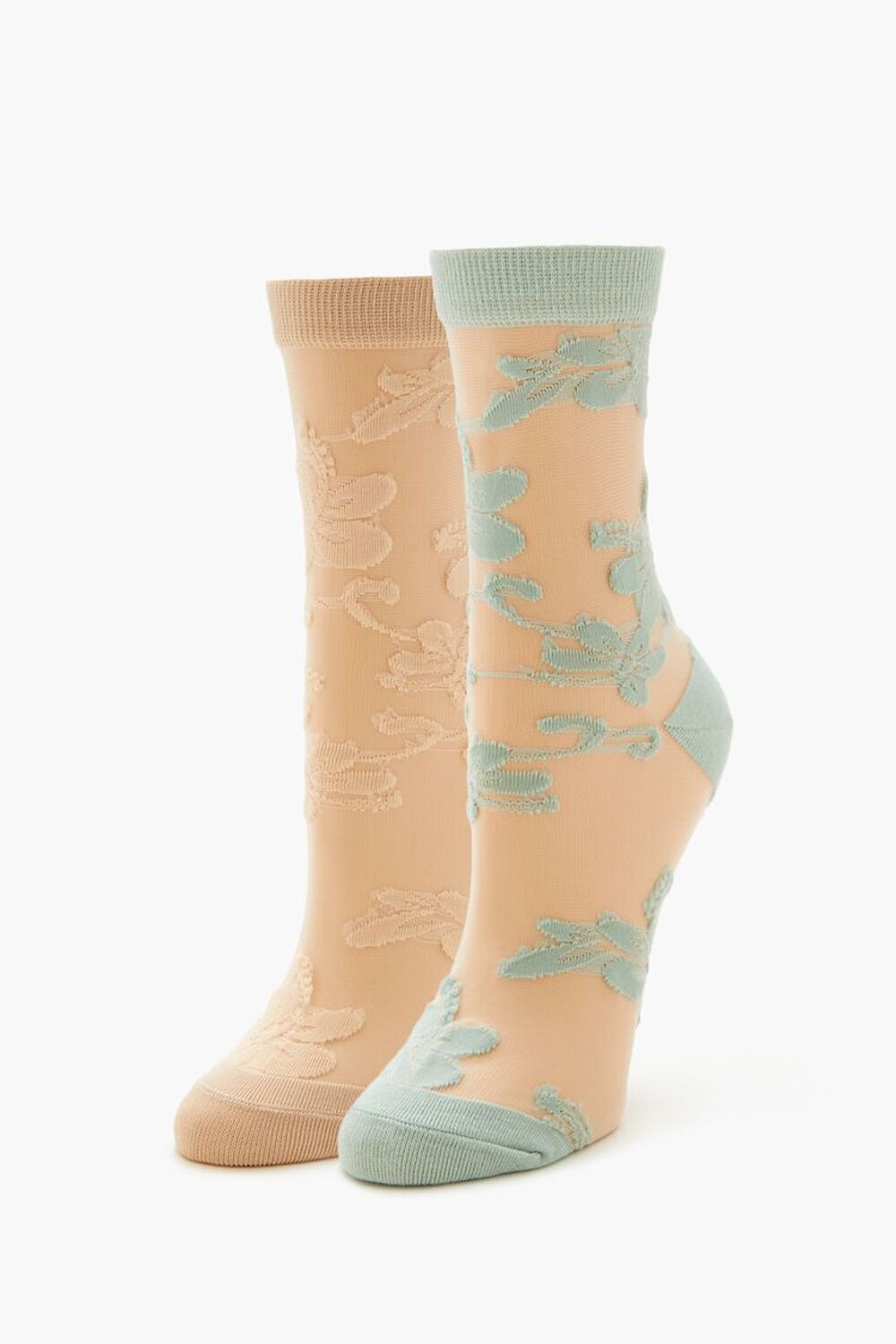 Sheer Floral Crew Socks Set - 2 Pack Forever21