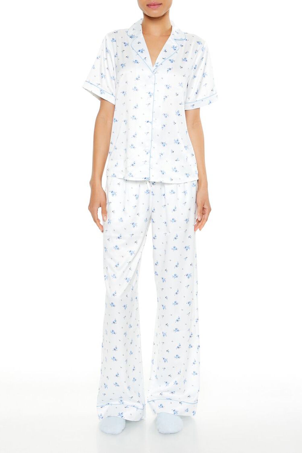 Floral Shirt & Pants Pajama Set Forever21