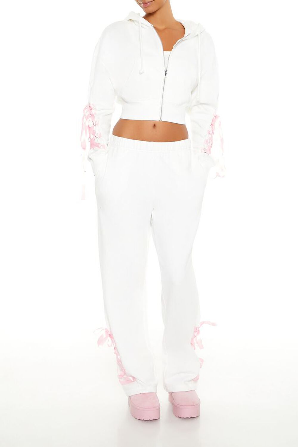 Lace-Up Bow Wide-Leg Sweatpants Forever21