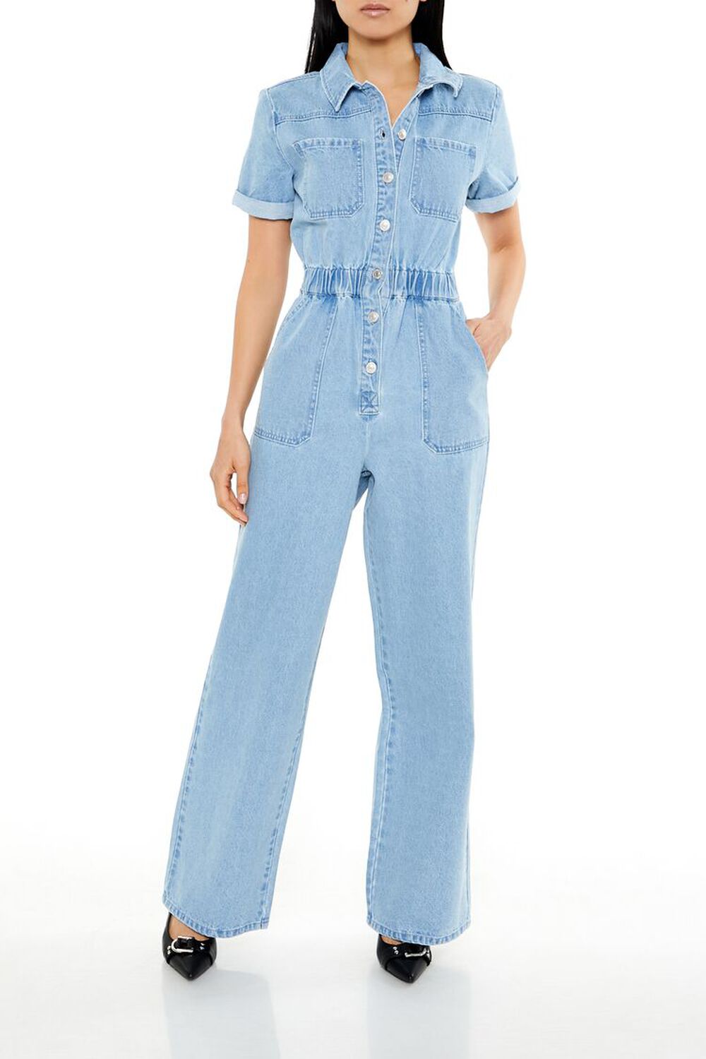 Denim Straight-Leg Jumpsuit Forever21