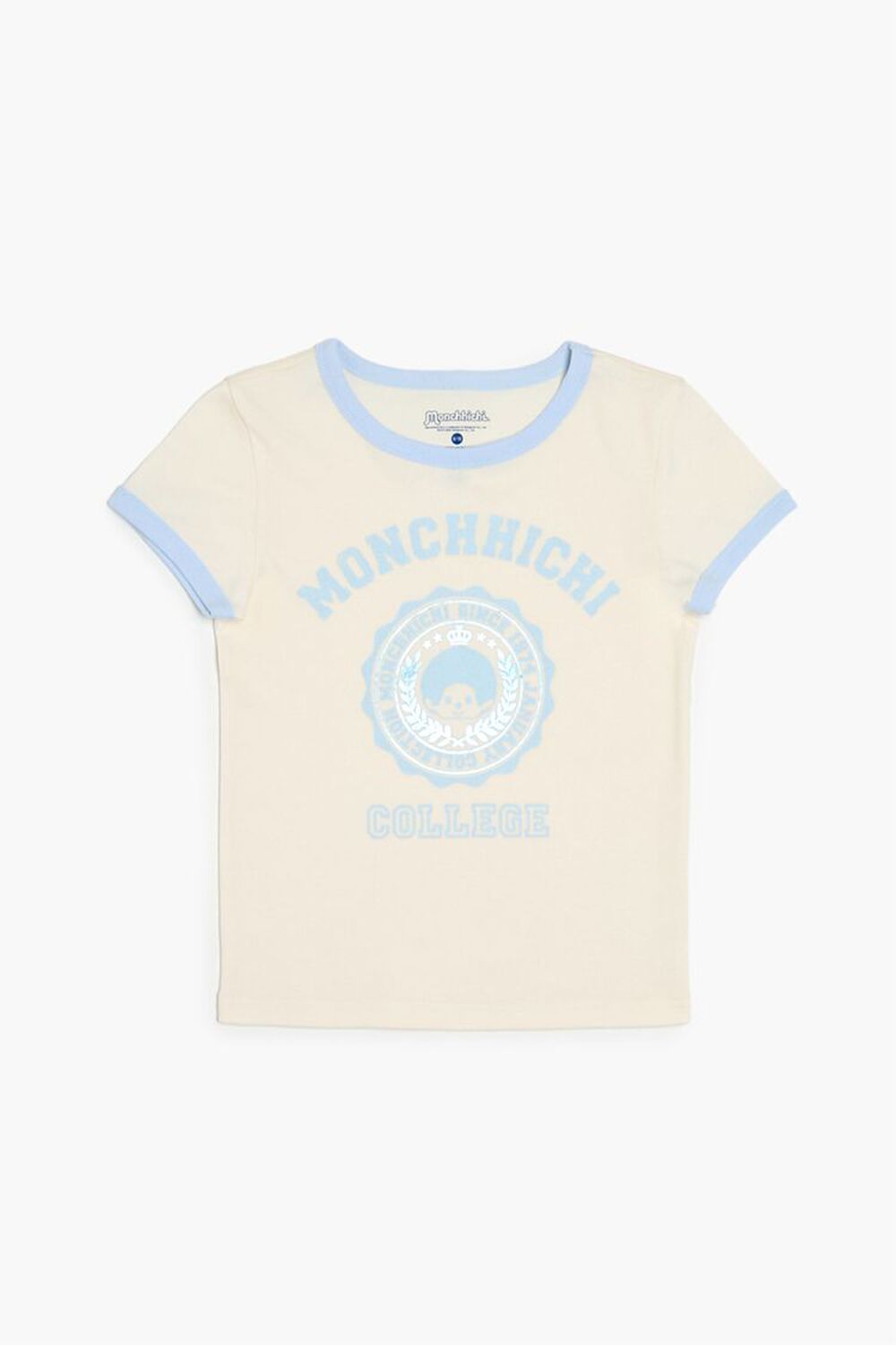 Модная футболка Monchhichi College для девочек от Forever21 с круглым вырезом и короткими рукавами Forever21