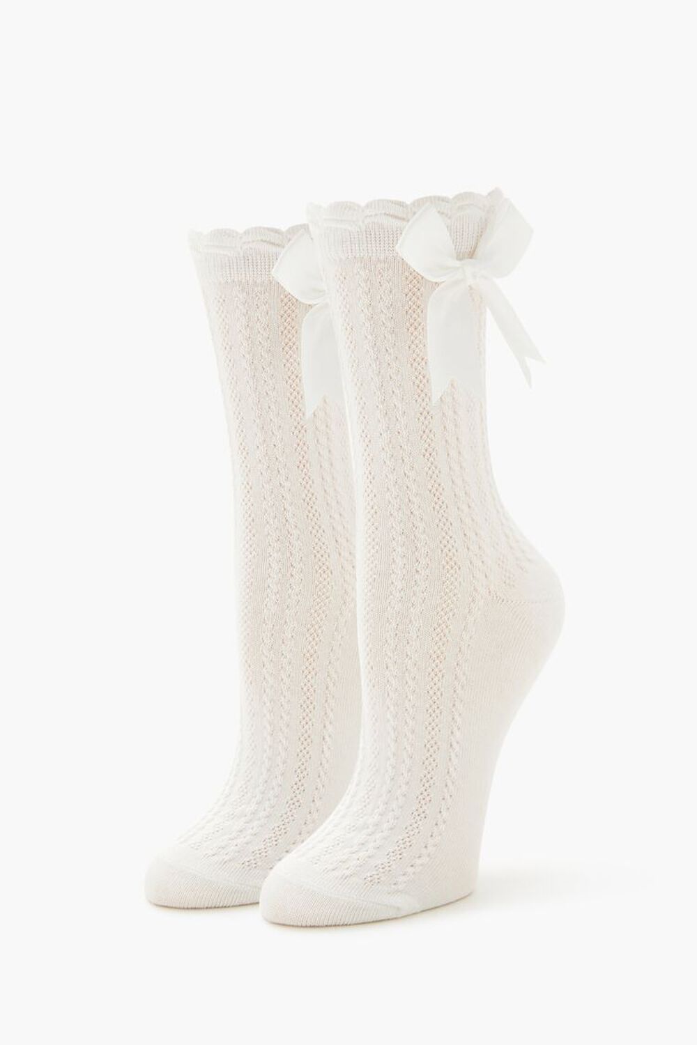 Bow Pointelle Knit Crew Socks Forever21