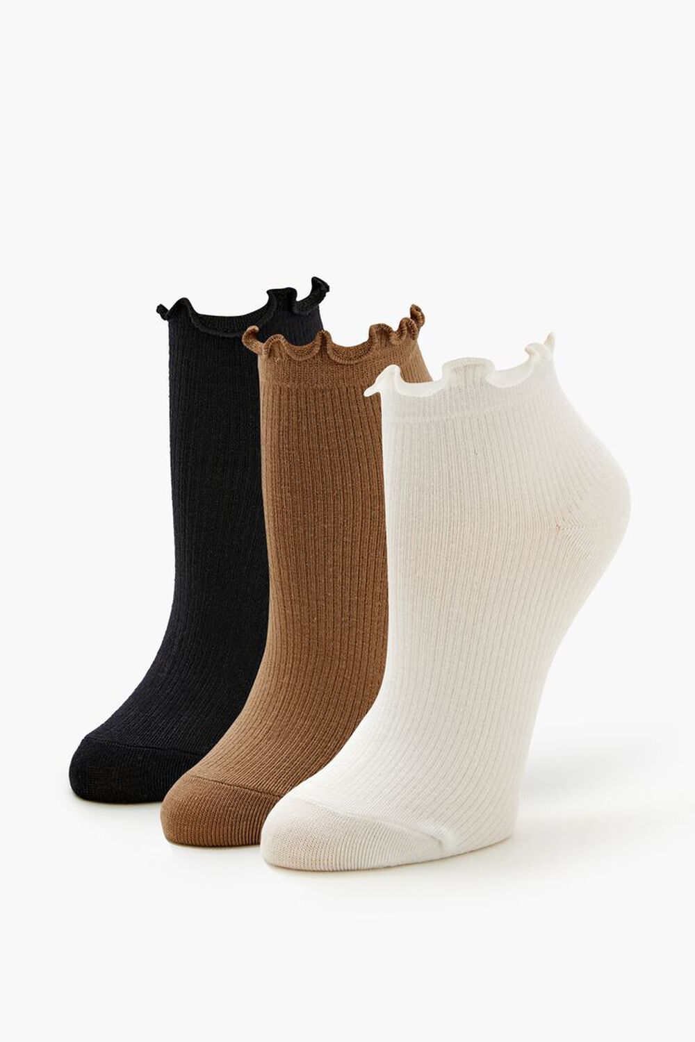 Lettuce-Edge Ankle Socks Set - 3 Pack Forever21