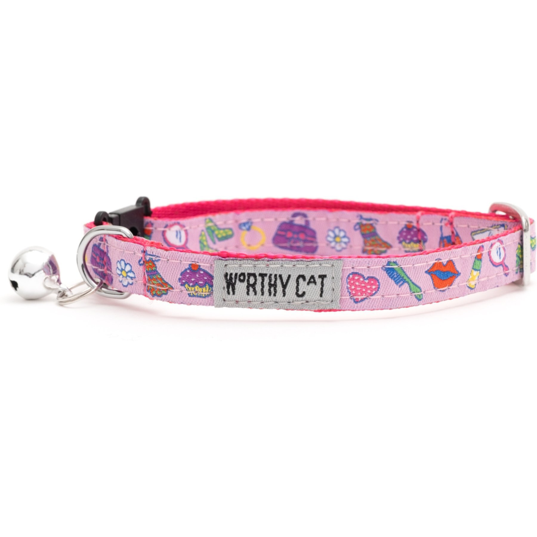 The Worthy Dog Fashionista Cat Collar, One Size: 9 to 11-in neck, 1/2-in wide, Pink The Worthy Dog