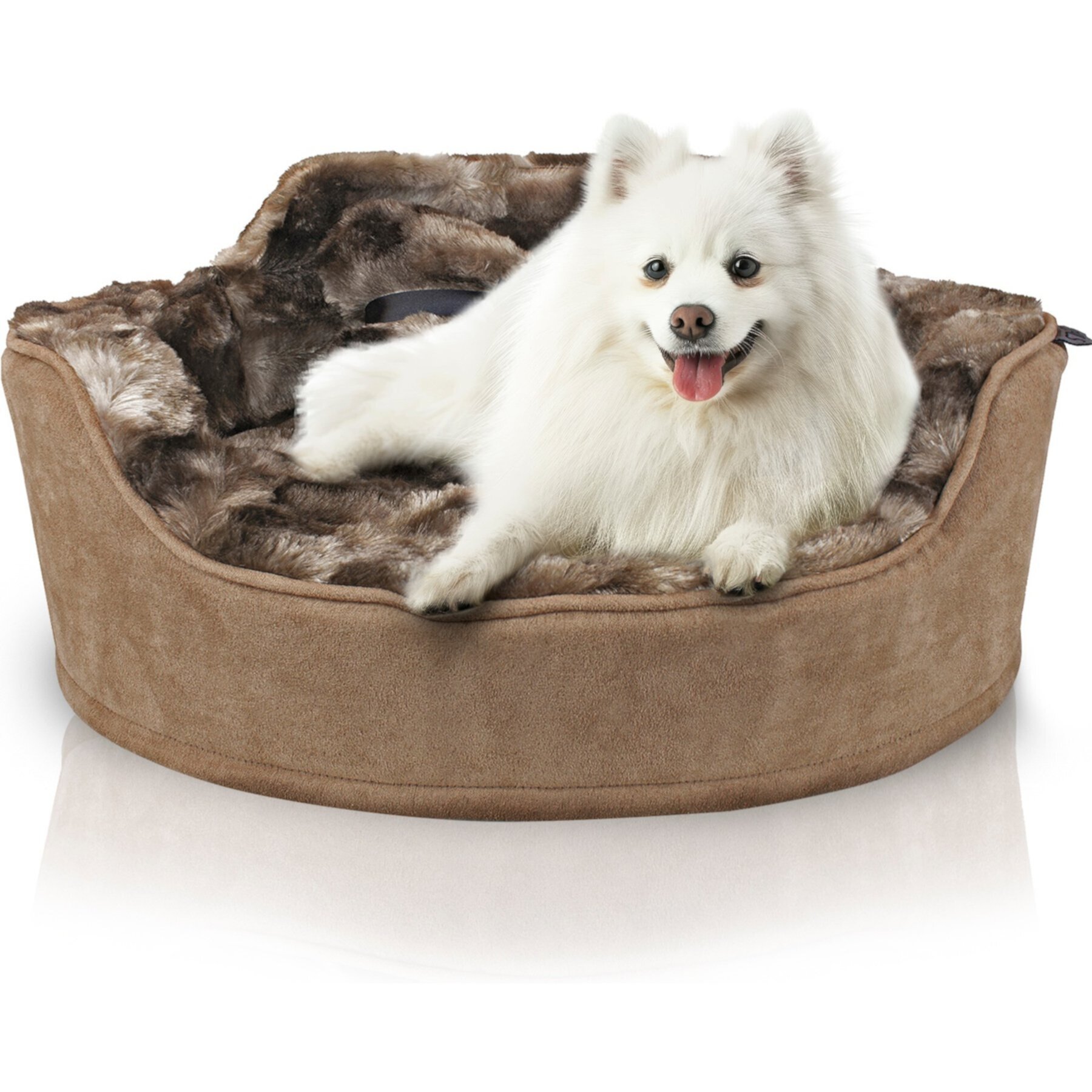 Precious Tails Princess Faux Fur Bolster Cat & Dog Bed with Removable Cover Precious Tails