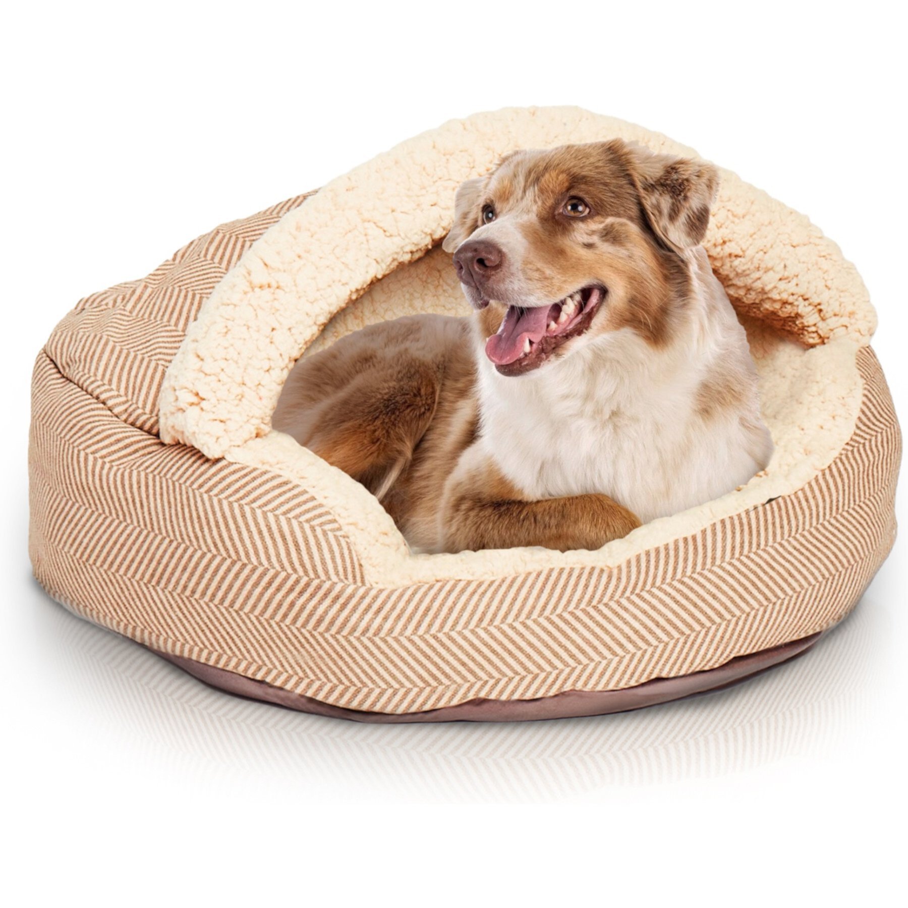 Precious Tails Herringbone Canvas Fleece Deep Dish Covered Cat & Dog Bed Precious Tails