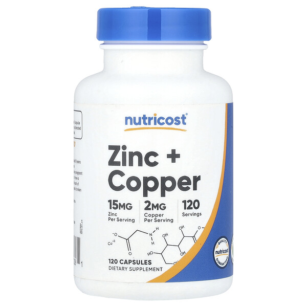 Zinc + Copper, 120 Capsules Nutricost