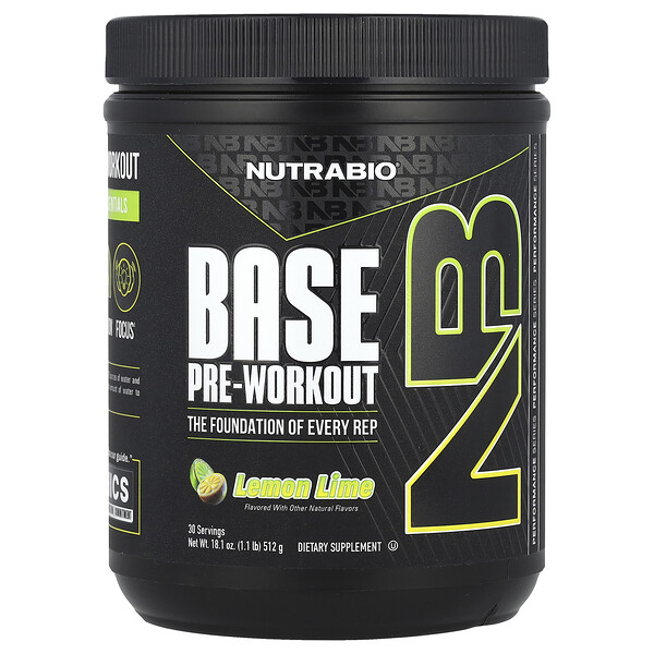 Base Pre-Workout, Lemon Lime, 1.1 lb (512 g) NutraBio