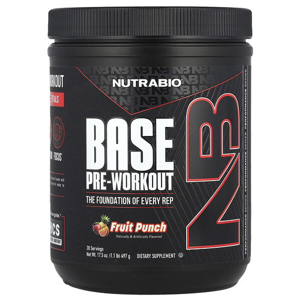 Base Pre-Workout, Fruit Punch, 1.1 lb (497 g) NutraBio