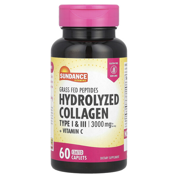 Hydrolyzed Collagen Type I & III + Vitamin C, 60 Coated Caplets Sundance Vitamins