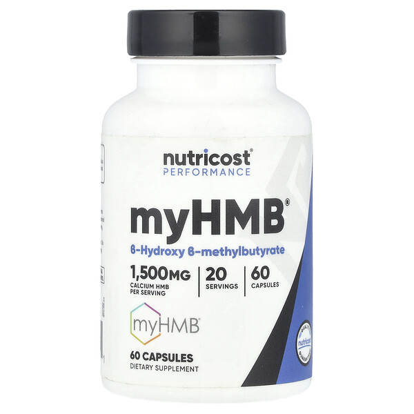 Эффективность, myHMB®, 1500 мг, 60 капсул (по 500 мг в каждой капсуле) Nutricost