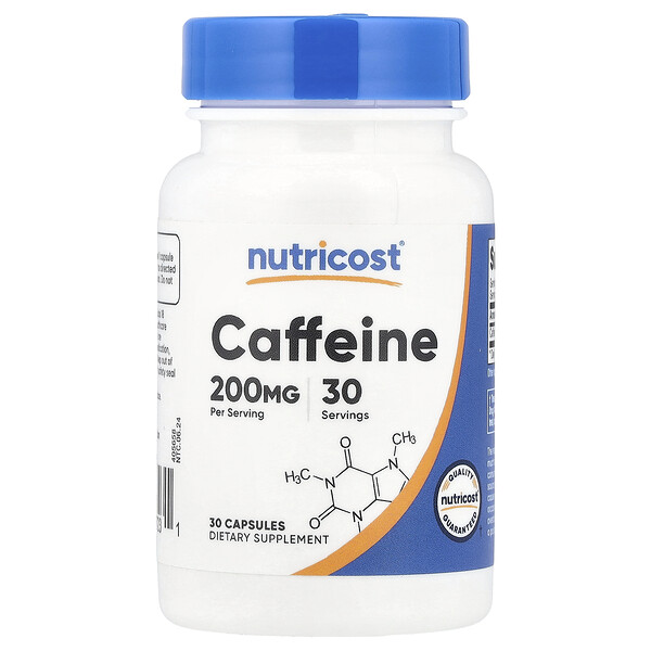 Caffeine, 200 mg , 30 Capsules Nutricost