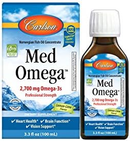 Carlson - Med Omega, 2700 mg Omega-3s Professional Strength, Heart, Brain & Vision Support, Wild Caught & Sustainably Sourced, Lemon-Lime, 100 ml Carlson