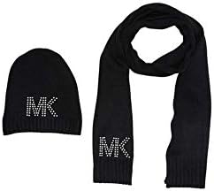 Michael Kors Womens Dome Studded Scarf & Hat Set (Black/Silver) Michael Kors