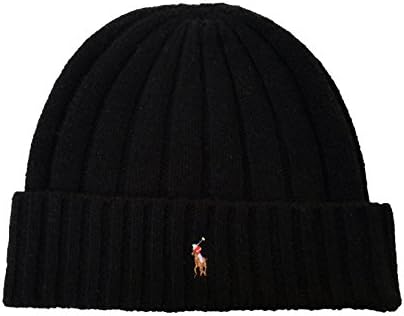 Polo Ralph Lauren Unisex Lambswool Skullie Cap Black Blue Beanie Hat Wool/Nylon OS Polo Ralph Lauren