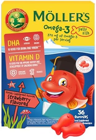 Moller’s ® | Omega 3 Capsules for Children | Natural Fish Oil Omega 3 Fish Oil for Kids | with DHA and EPA, No Gluten, Lactose or Added Sugar & Easy to Chew | Cola Flavor | 36 Capsules MÖLLER'S