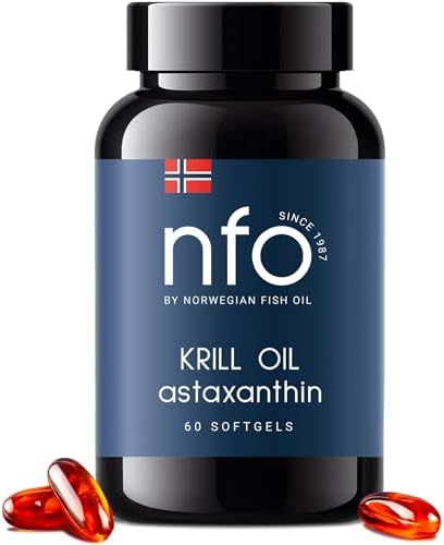 NFO Omega Krill Oil - Dual Marine Complex + Natural Antioxidant Astaxanthin | with Phospholipids | Premium Norwegian Formula 60 Capsules NFO