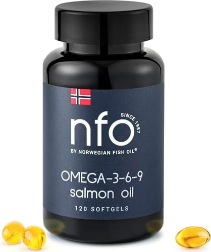 NFO Omega 3 6 9 Salmon Oil [120 Capsules] Made in Norway High-dose Salmon Oil with high DPA, EPA, DHA Concentration in The Form of triglycerides A Natural Complex with Fish Oil from Fresh Wild Fish NFO