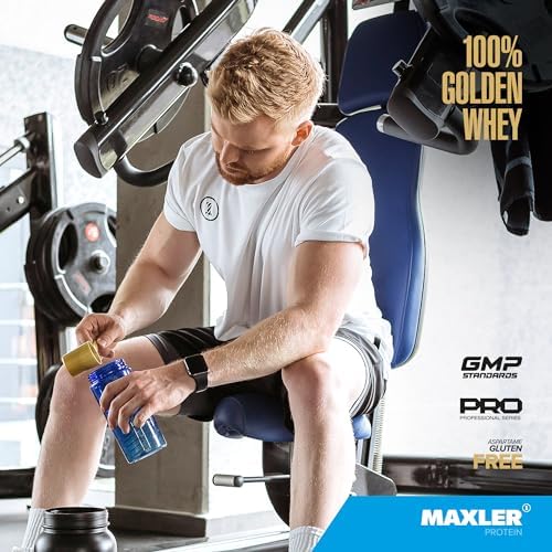 Maxler 100% Golden Whey Protein - 24g of Protein per Serving - Premium Whey Protein Powder for Pre Post Workout - Fast-Absorbing Whey Concentrate, Isolate & Hydrolysate Blend - Bananas & Cream 2 lb Maxler