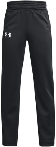 Under Armour Boys' Armourfleece Straight Leg Pant (as1, Alpha, x_l, Regular, Black/White, X-Large) Under Armour