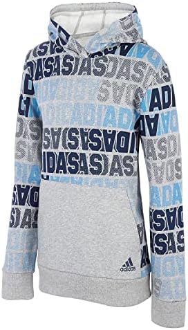 adidas Boy's Fade Print Pullover Hoodie (Large, Grey Heather Navy) Adidas