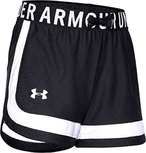 Under Armour Girls' Play Up Solid Workout Gym Shorts (Black/White 001, Medium) Under Armour