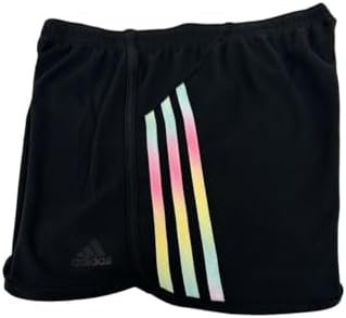 adidas Girls, Youth Girls Athletic Shorts, Elastic Waist, Black with Colorful Stripe (US, Age, 7 Years, 8 Years, Black Multi) Adidas