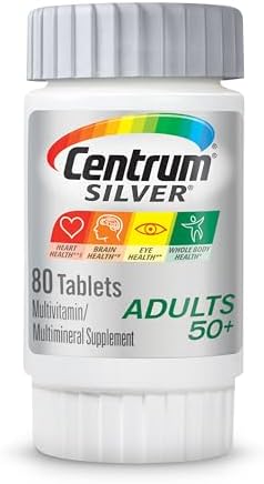 Centrum Silver Adult (80 Count) Multivitamin/Multimineral Supplement Tablet, Vitamin D3, Age 50+ Centrum